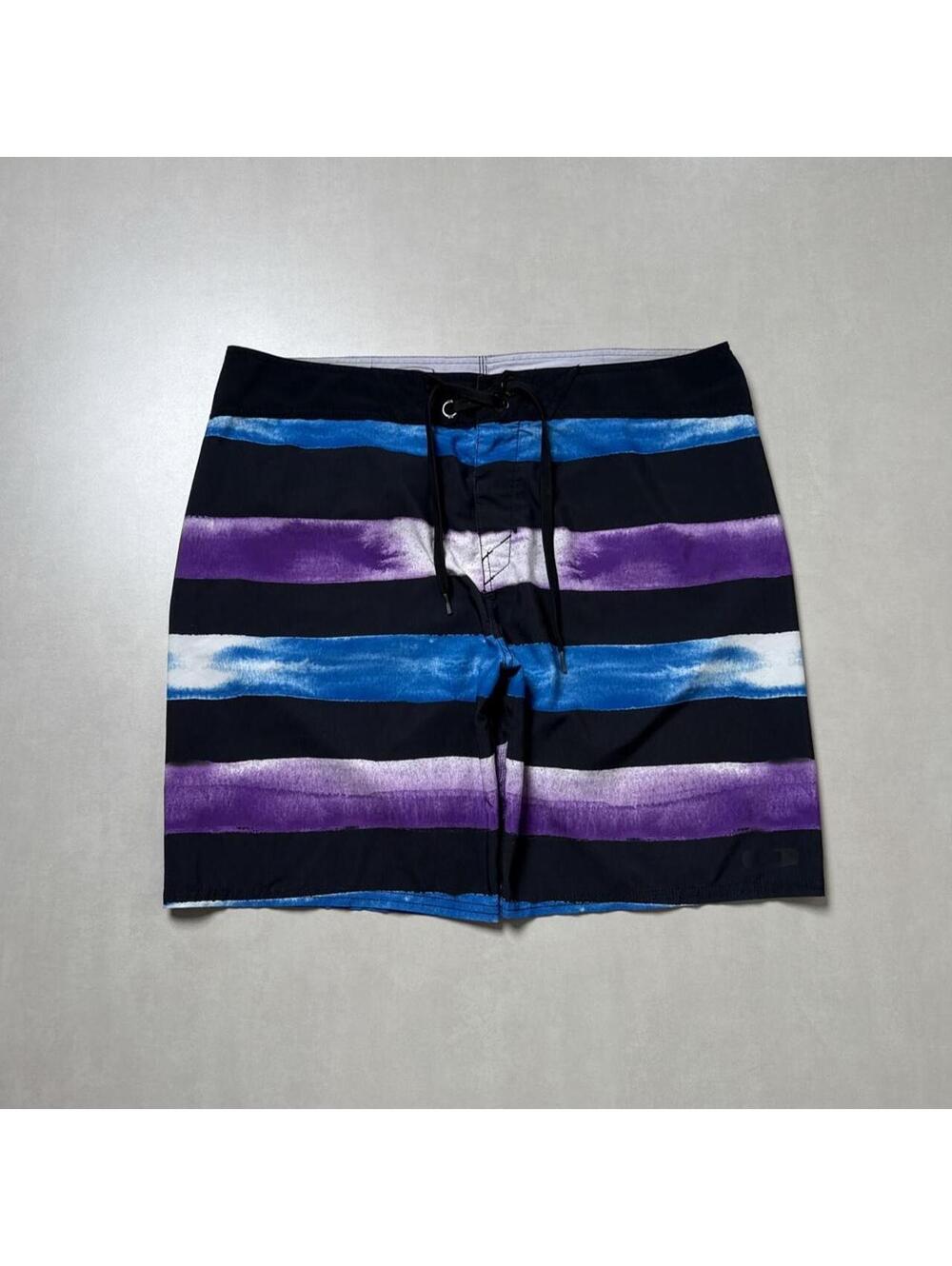 Y2K Oakley Surf Purple Board Striped Shorts